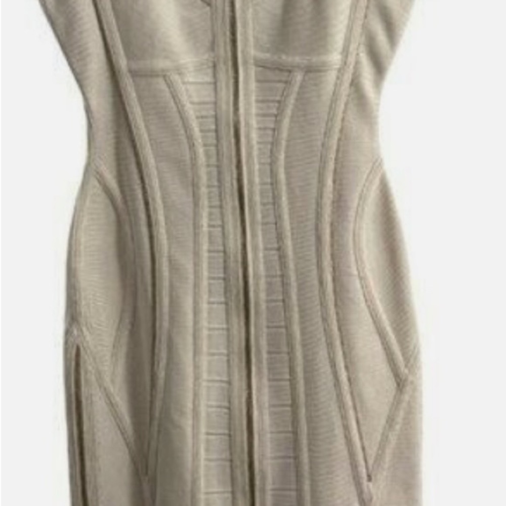 Herve Leger Cream Bandage Dress